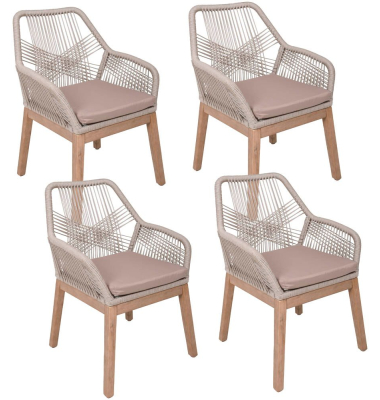 Gartenstühle mit Armlehnen POMONA beige, Holz