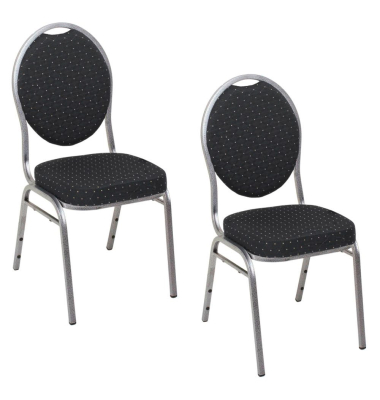 Besucherstuhl BANKETT, schwarz / silber, ohne Armlehnen, 4-Fuß-Gestell