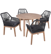 Sitzgruppe ARVADAPOMONA anthrazit, natur Holz, 5-teilig