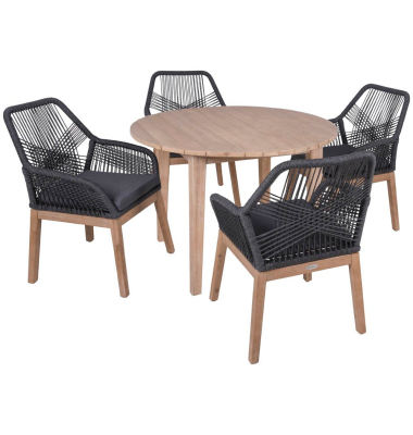 Sitzgruppe ARVADAPOMONA anthrazit, natur Holz, 5-teilig