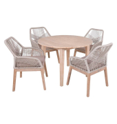 Sitzgruppe ARVADAPOMONA beige, natur Holz, 5-teilig