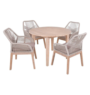Sitzgruppe ARVADAPOMONA beige, natur Holz, 5-teilig