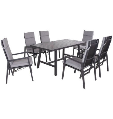 Sitzgruppe NEREA, anthrazit Metall, 7-teilig