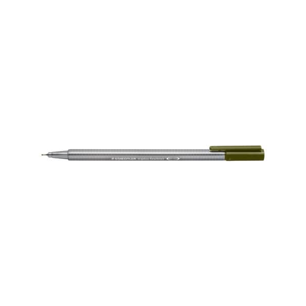 10 Stück Staedtler Fineliner triplus 334, 334-57, silber (Schreibfarbe: olivgrün), 0,3mm 4007817334157 Staedtler