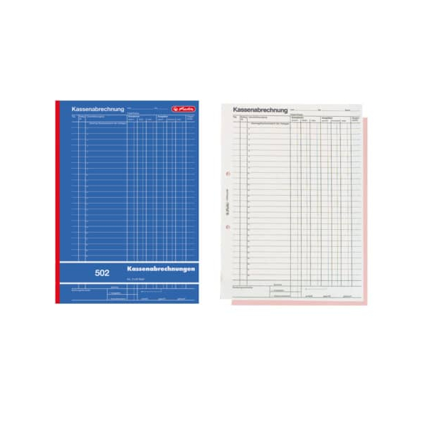 herlitz Kassenabrechnung mit MwSt.-Spalte für Einnahmen und Ausgaben Formularbuch, 2 St.