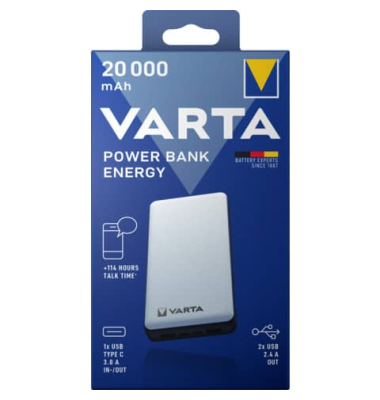 Powerbank 57978 101 111, wei&szlig;/schwarz, 20000 mAh