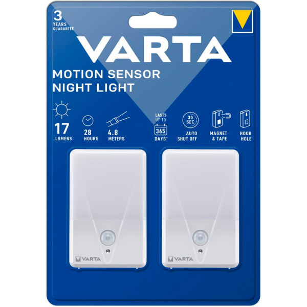 4008496036035 - Motion Sensor Night Light Twin 16624101402 Nachtlicht mit Bewegungsmelder led Weiß - Varta
