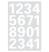 Etiketten Ziffern 0-9 Folie weiss 25mm 1 Bl