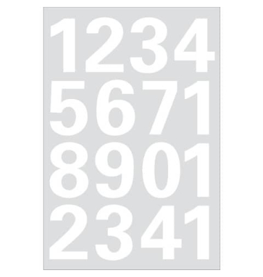 Etiketten Ziffern 0-9 Folie weiss 25mm 1 Bl