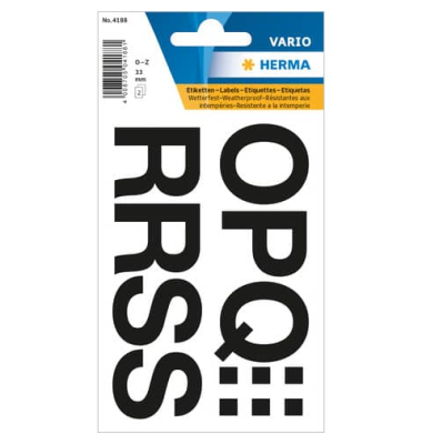 4188 Buchstaben 33 mm O-Z wetterfest Folie schwarz 2 Bl.