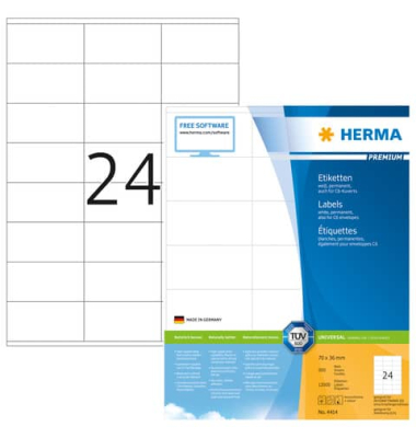 Etiketten Premium 4414, wei&szlig;, 70x36mm, rechteckig