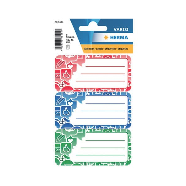 4008705055611 - 10 x Buchetiketten Vario Schule Social Icons 3 Blatt 3 Motive