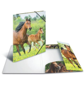 Eckspannmappe 7140, A4 Motiv "Pferde" Karton, mit 3 Einschlagklappen