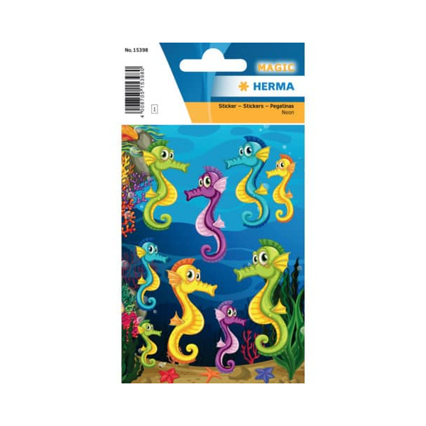 10 Stück Herma Sticker MAGIC Seepferdchen Neon 4008705153980 Herma