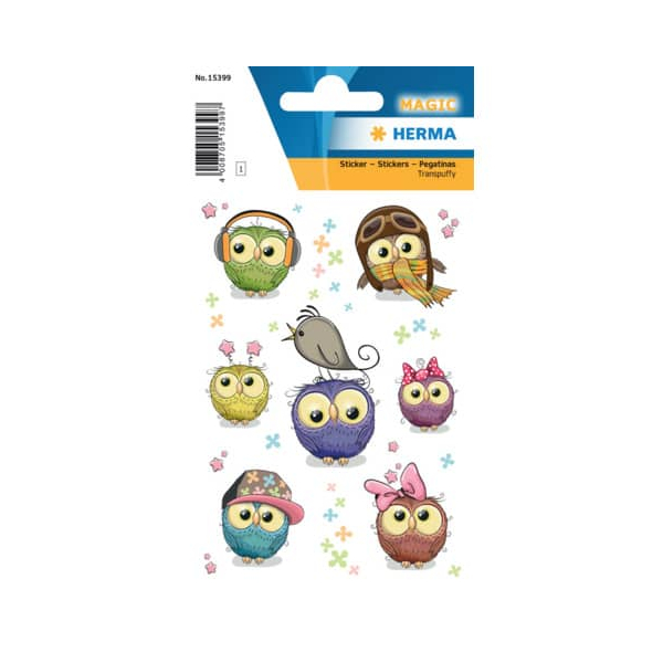 10 Stück Herma Sticker MAGIC Eulenkinder Transpuffy 4008705153997 Herma