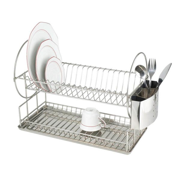 4008838232903 - WENKO Exclusiv Duo Geschirrabtropfer 2 Etagen mit Besteckkorb und Auffangschale Maße 21 x 33 x 49 cm Rostfreies Edelstahl 4008838232903 - WENKO Exclusiv Duo Geschirrabtropfer 2 Etagen mit Besteckkorb und Auffangschale Maße 21 x 33 x 49 cm Rostfreies Edelstahl