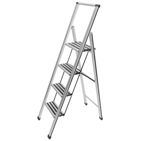 4008838601006 - Alu-Design Klapptrittleiter 4-Stufig Ultraflach Breite Stufen max 150 kg 4008838601006 - Alu-Design Klapptrittleiter 4-Stufig Ultraflach Breite Stufen max 150 kg