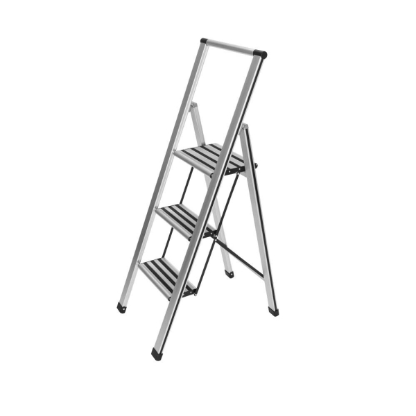 4008838601013 - Alu-Design Klapptrittleiter 3-Stufig Ultraflach Breite Stufen max 150 kg 4008838601013 - Alu-Design Klapptrittleiter 3-Stufig Ultraflach Breite Stufen max 150 kg