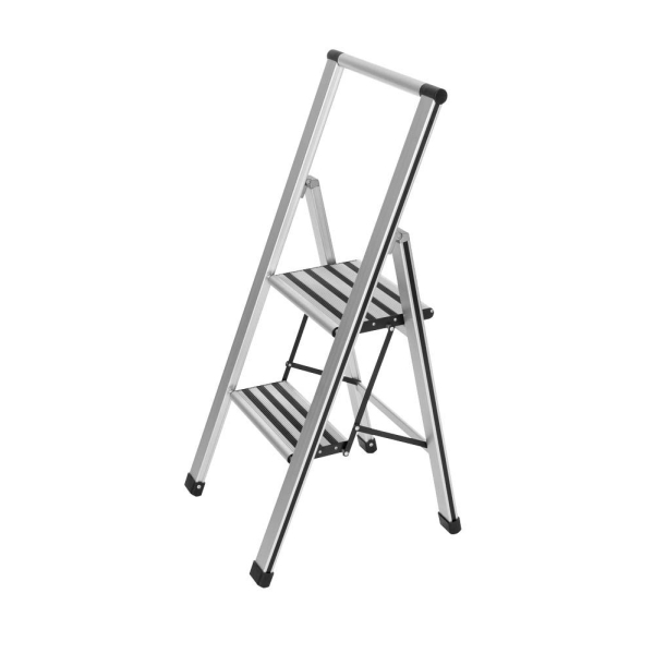 4008838601037 - Alu-Design Klapptrittleiter 2-stufig Ultraflach Breite Stufen max 150 kg 4008838601037 - Alu-Design Klapptrittleiter 2-stufig Ultraflach Breite Stufen max 150 kg