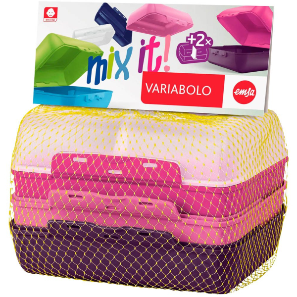 4009049431727 - emsa Brotdose VARIABOLO Clipbox Set Girls 4-teilig farbig Set bestehend aus 4 Halb-Schalen + 2 Trennwänden farbig - 1 Stück (517052)
