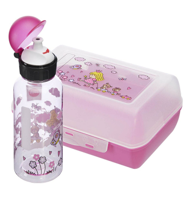 Brotdose Prinzessin, 518137, pink/rosa, Prinzessin, 1 Set, Trinkflasche: 0,4 L Brotdose ca.1 L