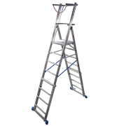Alu Podestleiter Stabilo 2 x 8 Stufen fahrbar