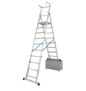 Alu Podestleiter Stabilo 2 x 10 Stufen fahrbar