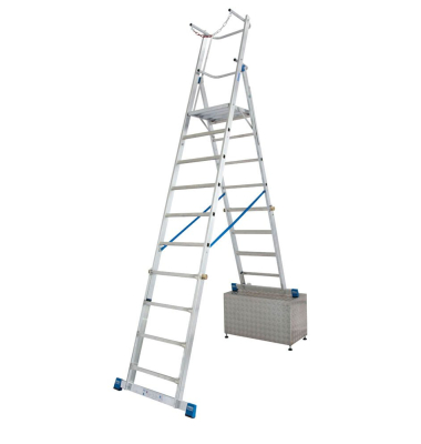 Alu Podestleiter Stabilo 2 x 10 Stufen fahrbar