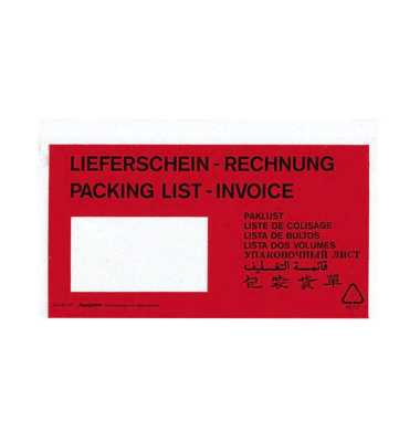 Lieferscheintaschen 2FVDO019910 Din Lang "LIEFERSCHEIN - RECHNUNG" selbstklebend 