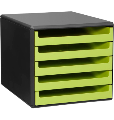 Schubladenbox 30057631 anthrazit/lindgrün 5 Schubladen offen