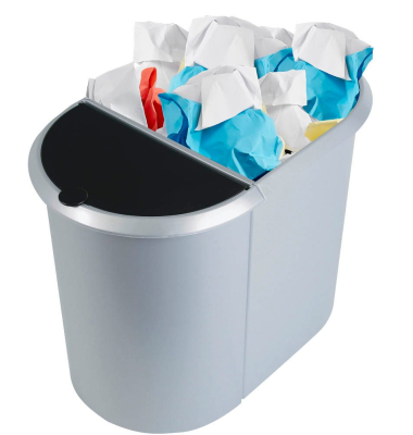 Papierkorb Duo 20 + 9 Liter silber/schwarz