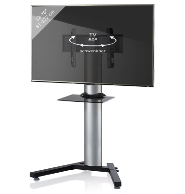 TV-Ständer Stadino Mini schwarz, silber, schwarzglas