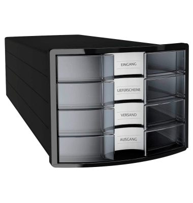Schubladenbox Impuls 1010-363 schwarz/transparent 4 Schubladen geschlossen