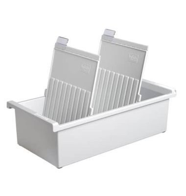 Karteikasten ohne Deckel A5 hoch f&uuml;r 1300 Karten lichtgrau