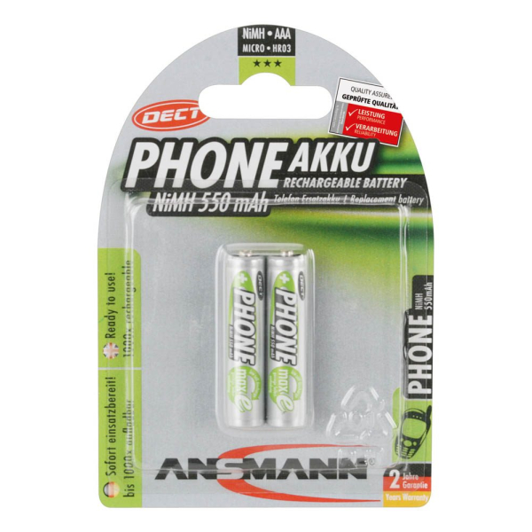 4013674003532 - 5035523 Akkus -Universal- 1x2 Ansmann maxE NiMH Akku Micro AAA 550 mAh DECT PHONE 5035523 4013674003532