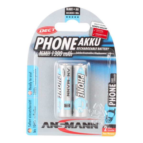 4013674030804 - 5030802 Akkus -Universal- 1x2 Ansmann maxE NiMH Akku Mignon AA 1300 mAh DECT PHONE 5030802 4013674030804
