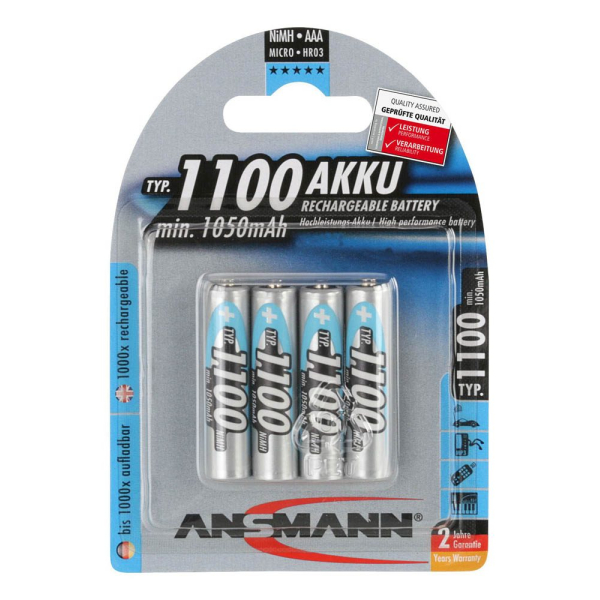 4013674035236 - 5035232 Akkus -Universal- 1x4 Ansmann NiMH Akku 1100 Micro AAA 1050 mAh 5035232 4013674035236