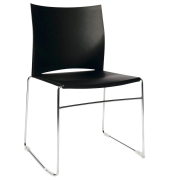 Besucherstuhl W-Chair, schwarz / chrom, ohne Armlehnen, Kufengestell