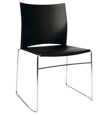 Besucherstuhl W-Chair, schwarz / chrom, ohne Armlehnen, Kufengestell
