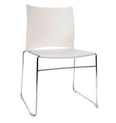 Besucherstuhl W-Chair, weiß / chrom, ohne Armlehnen, Kufengestell
