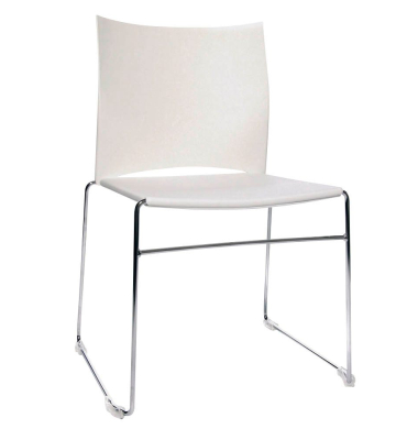 Besucherstuhl W-Chair, weiß / chrom, ohne Armlehnen, Kufengestell