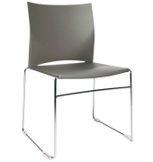 Besucherstuhl W-Chair, grau / chrom, ohne Armlehnen, Kufengestell