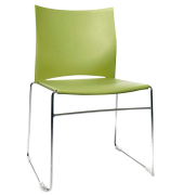 Besucherstuhl W-Chair, grün / chrom, ohne Armlehnen, Kufengestell
