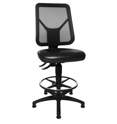 Arbeitsdrehstuhl Tec 80 mit Fußring und Bodengleiter schwarz