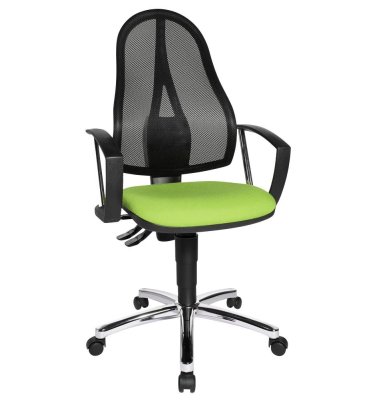 Bürostuhl Point 60 Netz Plus, grün / chrom, mit Armlehnen, bis 110kg