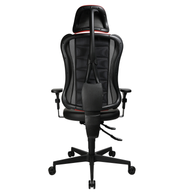 B&uuml;rodrehstuhl Sitness RS, schwarz/rot / schwarz, mit Armlehnen, bis 110kg, mit Kopfst&uuml;tze