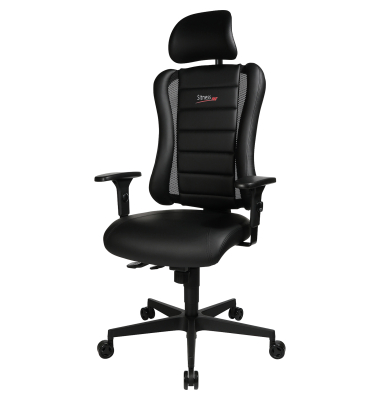 B&uuml;rodrehstuhl Sitness RS, schwarz / schwarz, mit Armlehnen, bis 110kg, mit Kopfst&uuml;tze