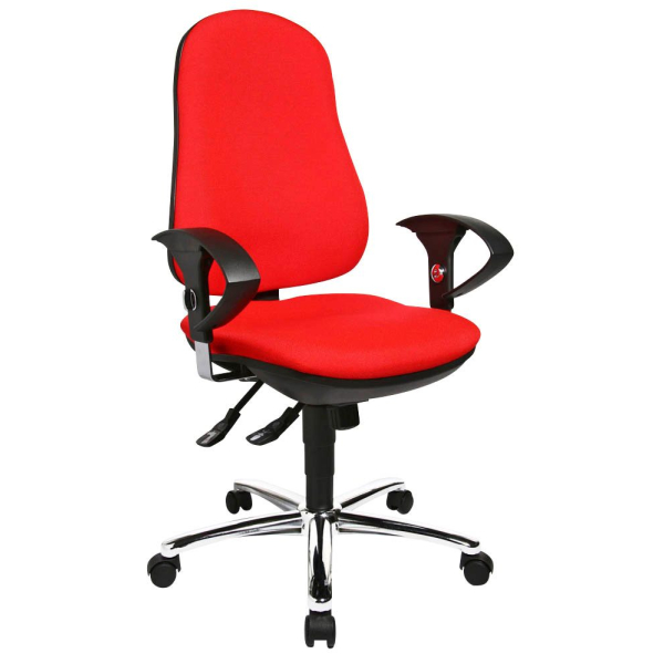 4014296591711 - Bürostuhl Support Syncro Deluxe rot   chrom mit Armlehnen bis 110kg 4014296591711 Topstar