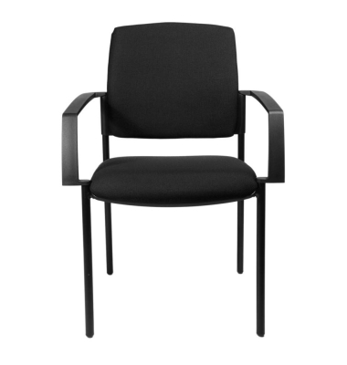 Besucherstuhl BtoB 10, schwarz / schwarz, mit Armlehnen, 4-Fuß-Gestell