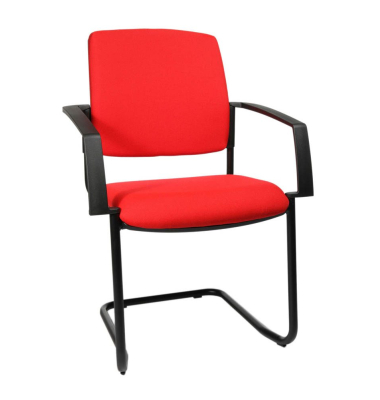 Besucherstuhl BtoB 20, rot / schwarz, mit Armlehnen, Freischwinger